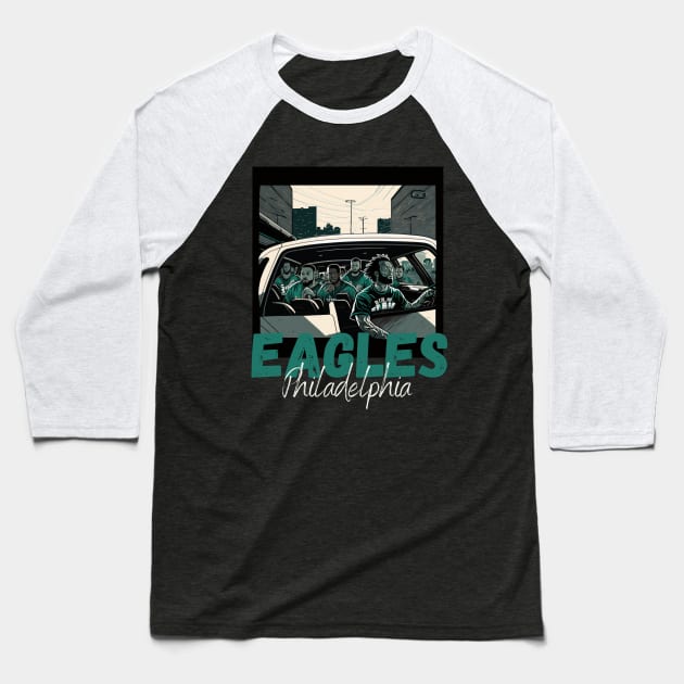 Philadelphia eagles football player graphic design cartoon style beautiful artwork Baseball T-Shirt by Nasromaystro